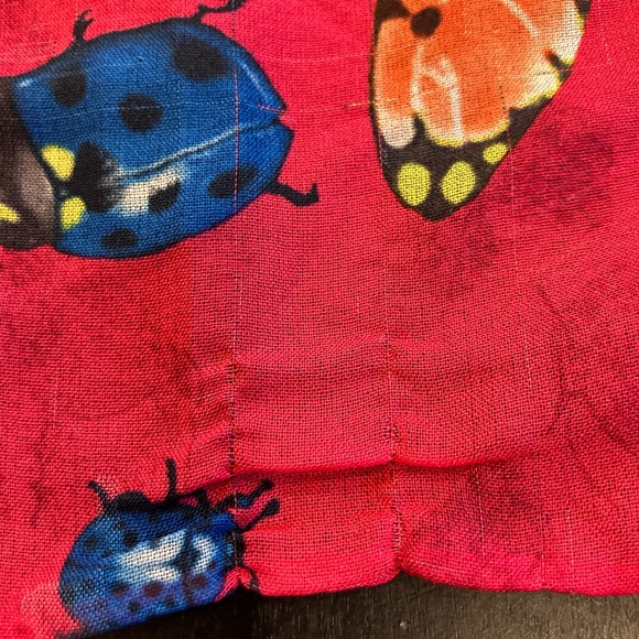 Vintage Vibrant Hot Pink Butterfly ladybug Scarf - Picture 5 of 5